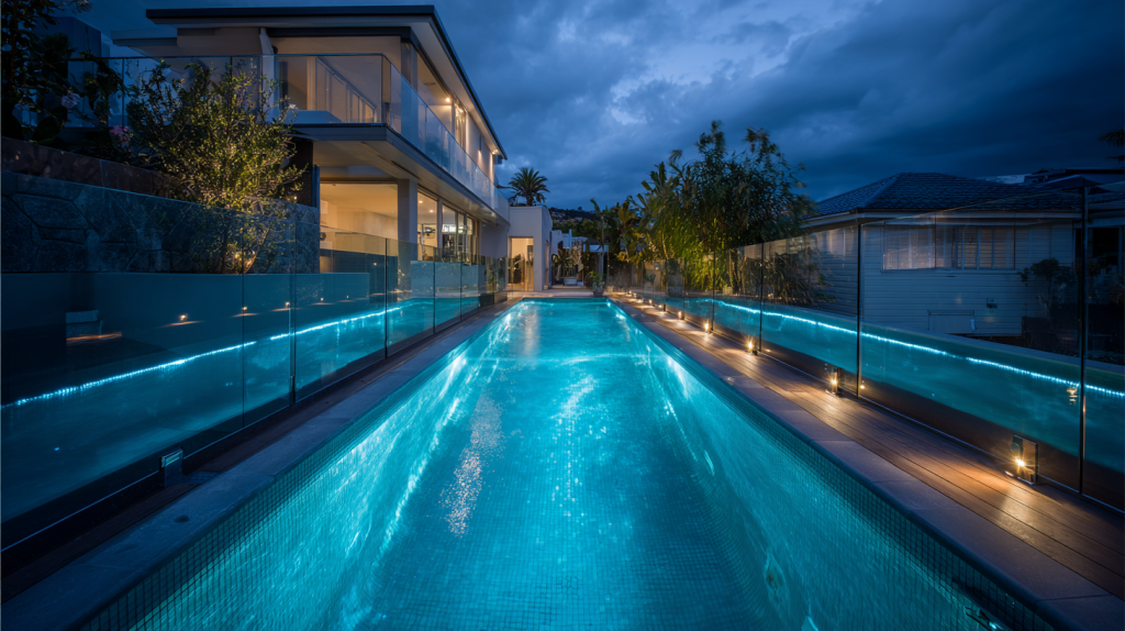 Pump and Pool People Online Pool Products Supplies Superstore | Pool Products and Services Australia Davidv. 56221 Evening Shot Of A Narrow Lap Pool With Glass Fe 1e3768c4 A706 4bd0 9496 Ec6e589655c3 1